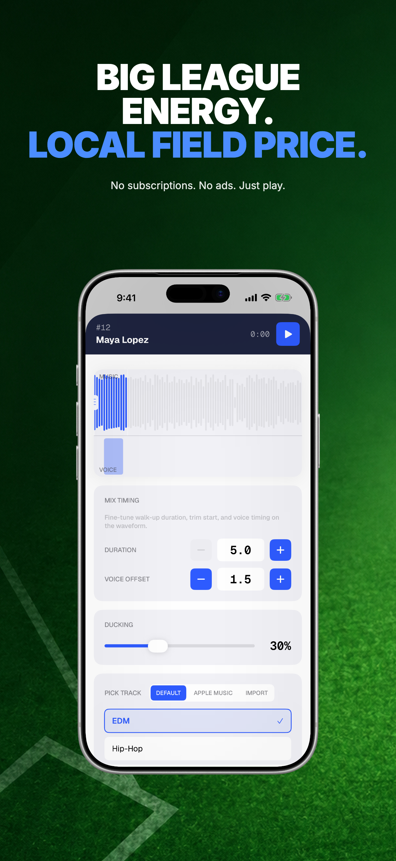 Walkout Music hook screen on iPhone