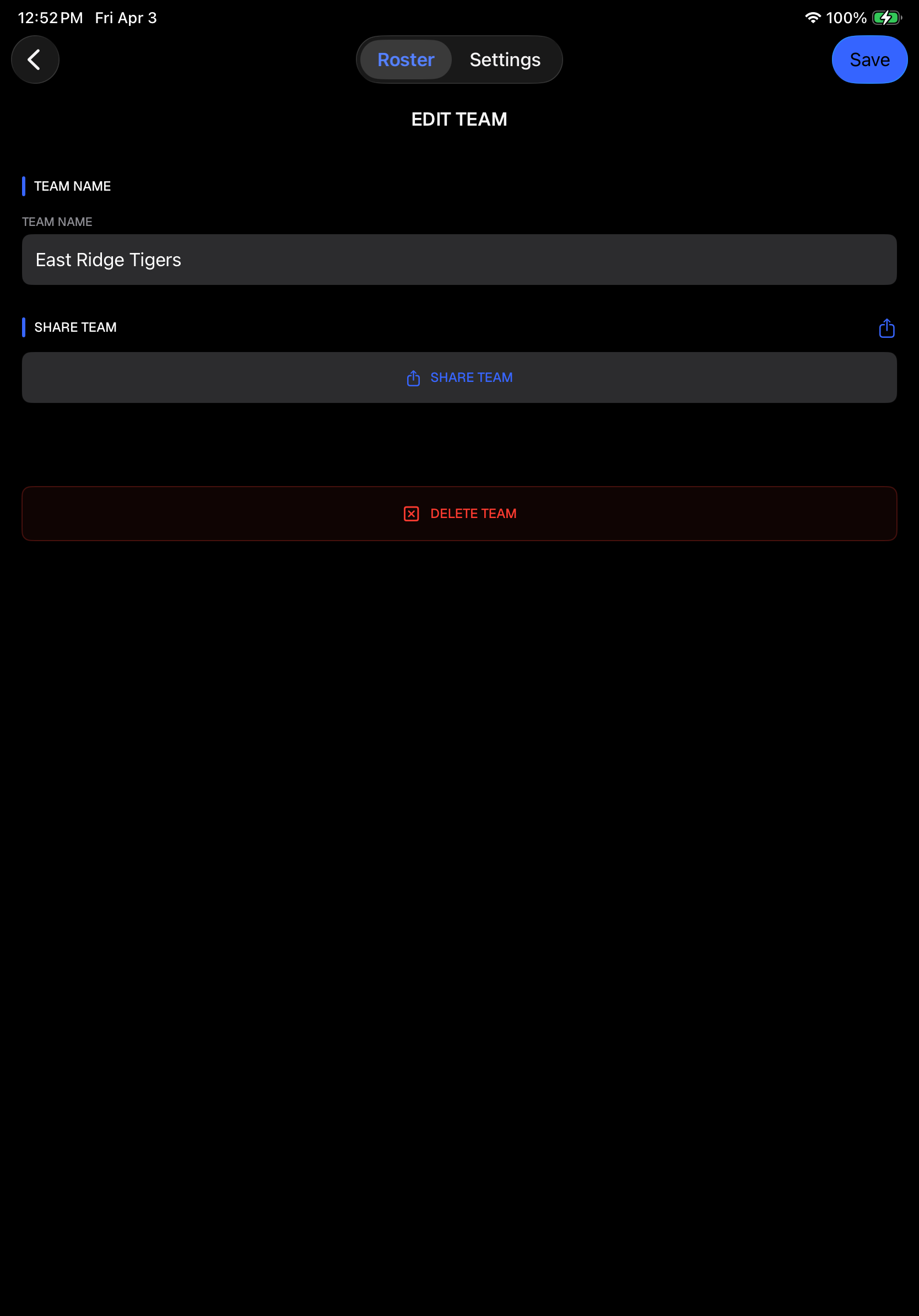 OnDeck Audio team export screen on iPad