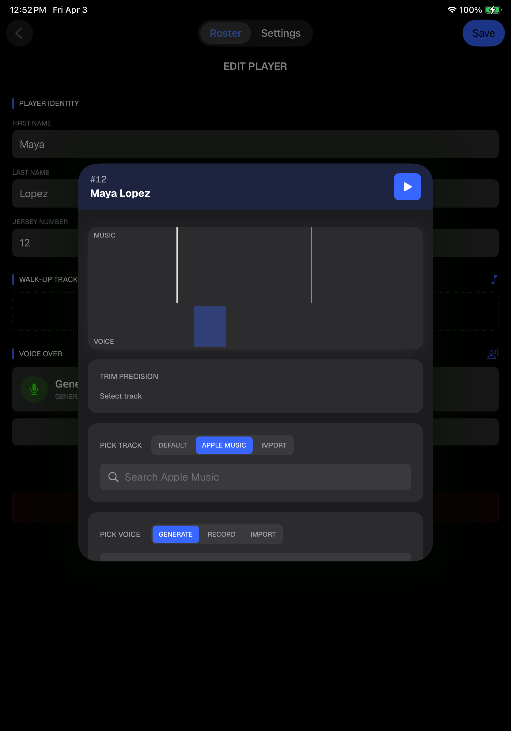 OnDeck Audio timeline editor on iPad