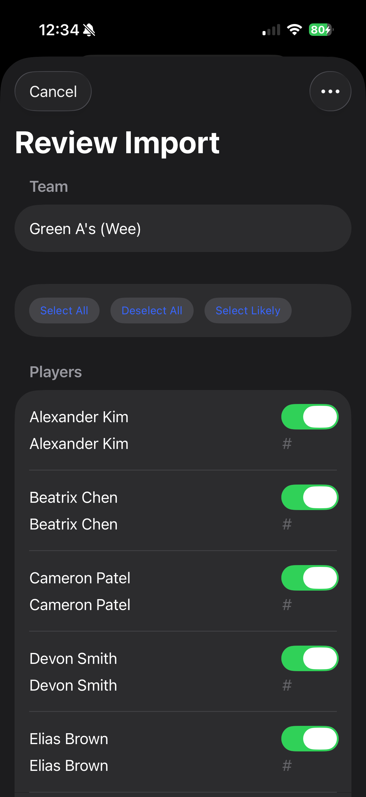 OnDeck Audio OCR import review screen on iPhone