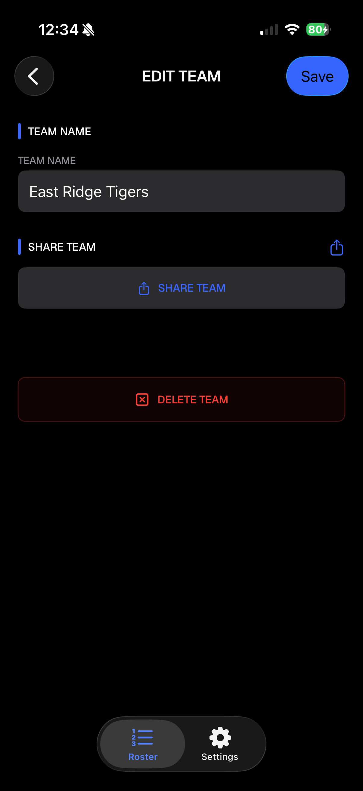 OnDeck Audio team export screen on iPhone