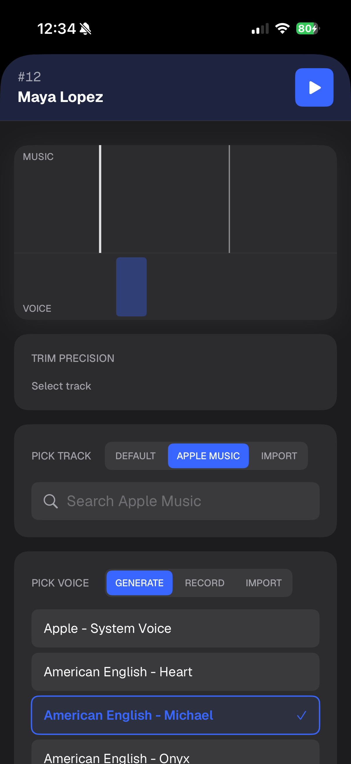 OnDeck Audio timeline editor on iPhone